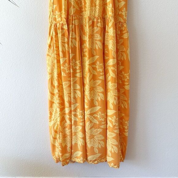 L Space Jenevieve Yellow Floral Maxi Dress Boho Tropical Hawaiian Beach Dress - Picture 12 of 15